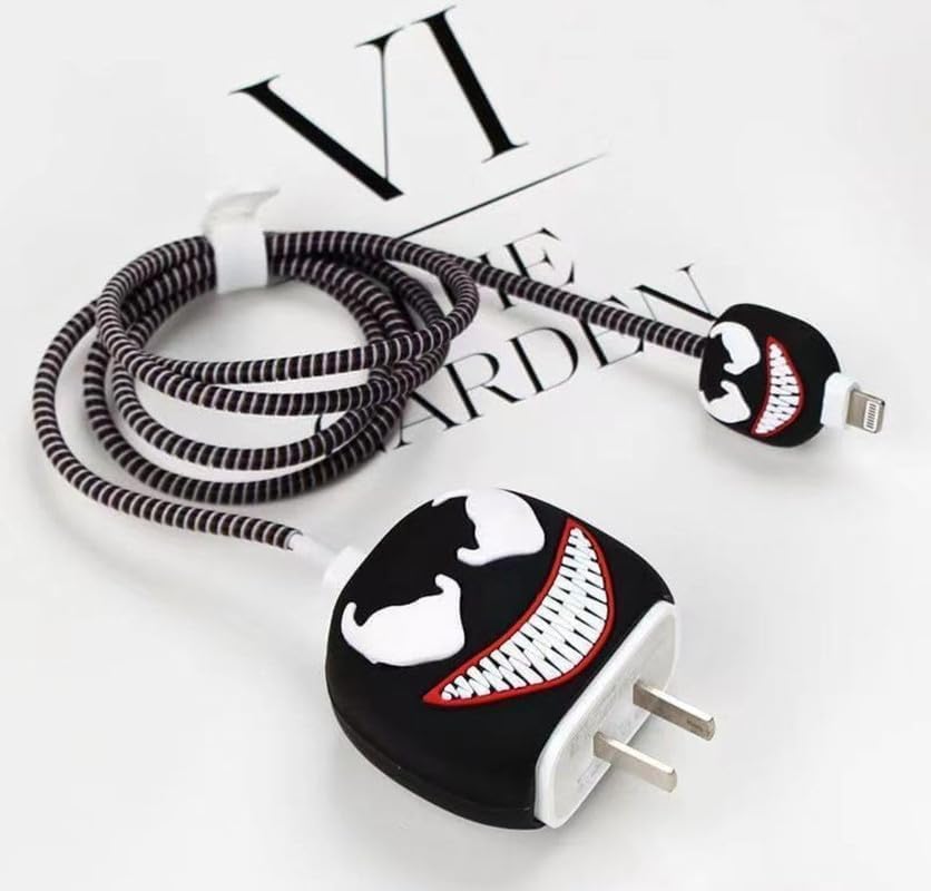 VENOM Charger Cover & Cable Protector Set – Silicone Shockproof Guard (Venom Edition).