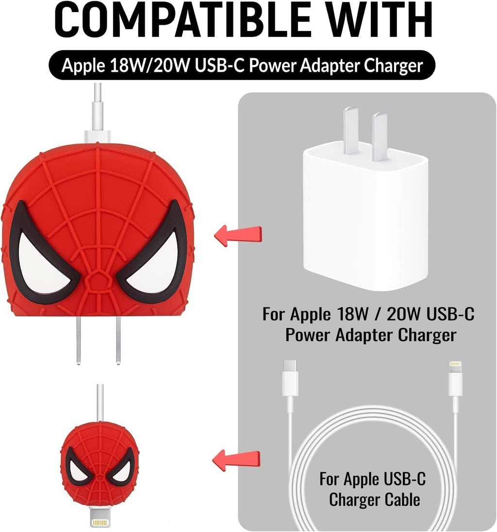 Superhero Theme Charger Cover & Cable Protector Set – Shockproof Silicone Guard for Adapter & Charging Cable.