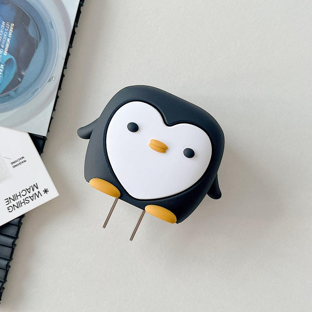 Cute Penguin Charger Cover & Cable Protector Set – Silicone Shockproof Guard (Penguin Edition)