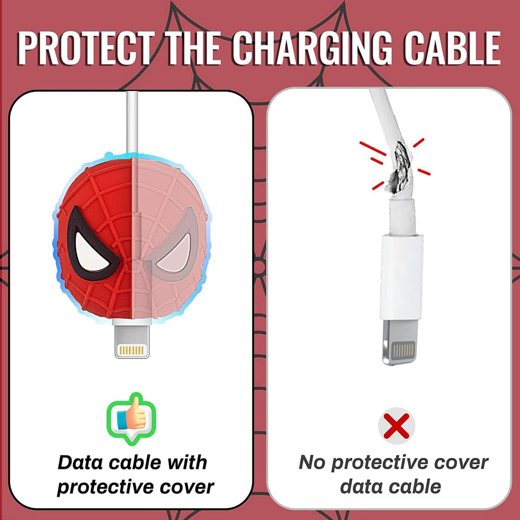 Superhero Theme Charger Cover & Cable Protector Set – Shockproof Silicone Guard for Adapter & Charging Cable.