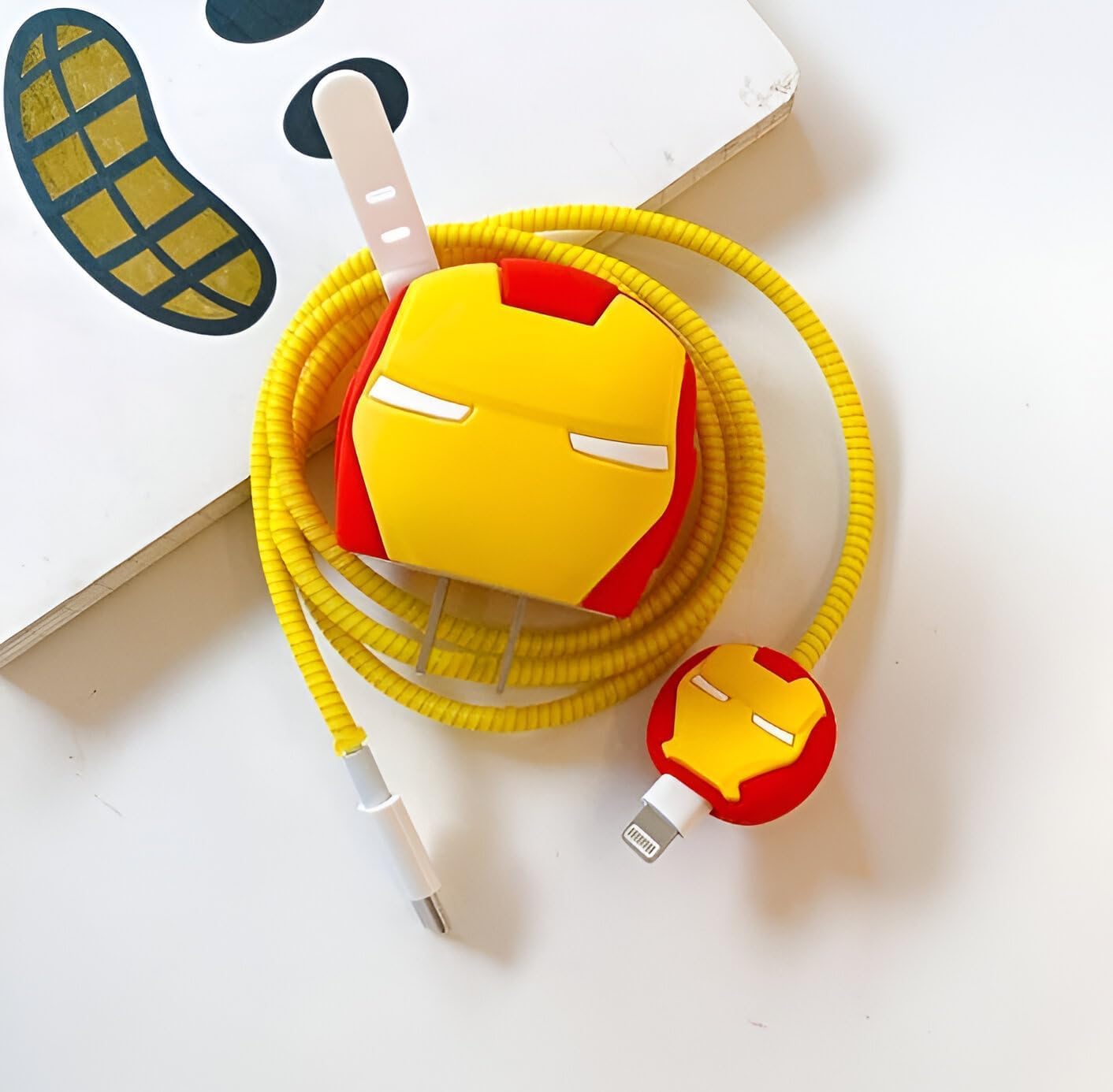 Iron Man Charger Cover & Cable Protector Set – Silicone Shockproof Guard (Iron-man Edition).