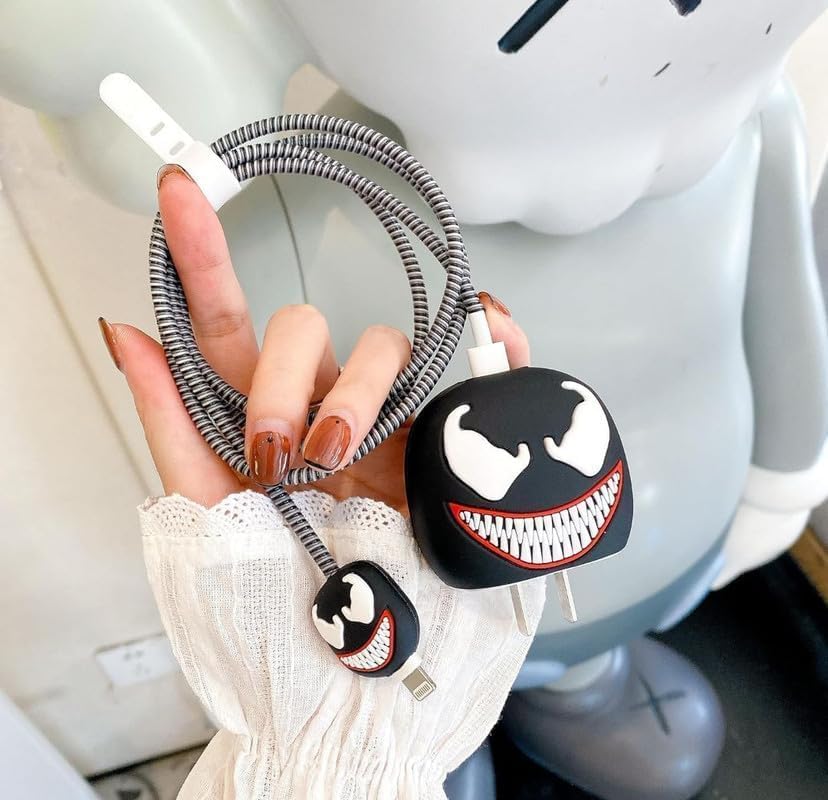 VENOM Charger Cover & Cable Protector Set – Silicone Shockproof Guard (Venom Edition).