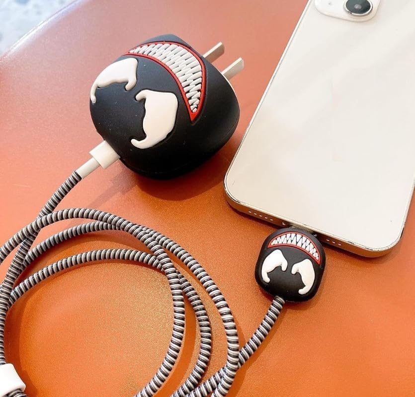 VENOM Charger Cover & Cable Protector Set – Silicone Shockproof Guard (Venom Edition).