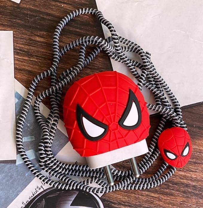 Superhero Theme Charger Cover & Cable Protector Set – Shockproof Silicone Guard for Adapter & Charging Cable.