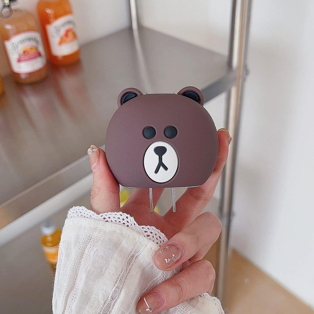 Cute Cartoon Charger Cover & Cable Protector Set – Silicone Shockproof Guard (Bear Edition)