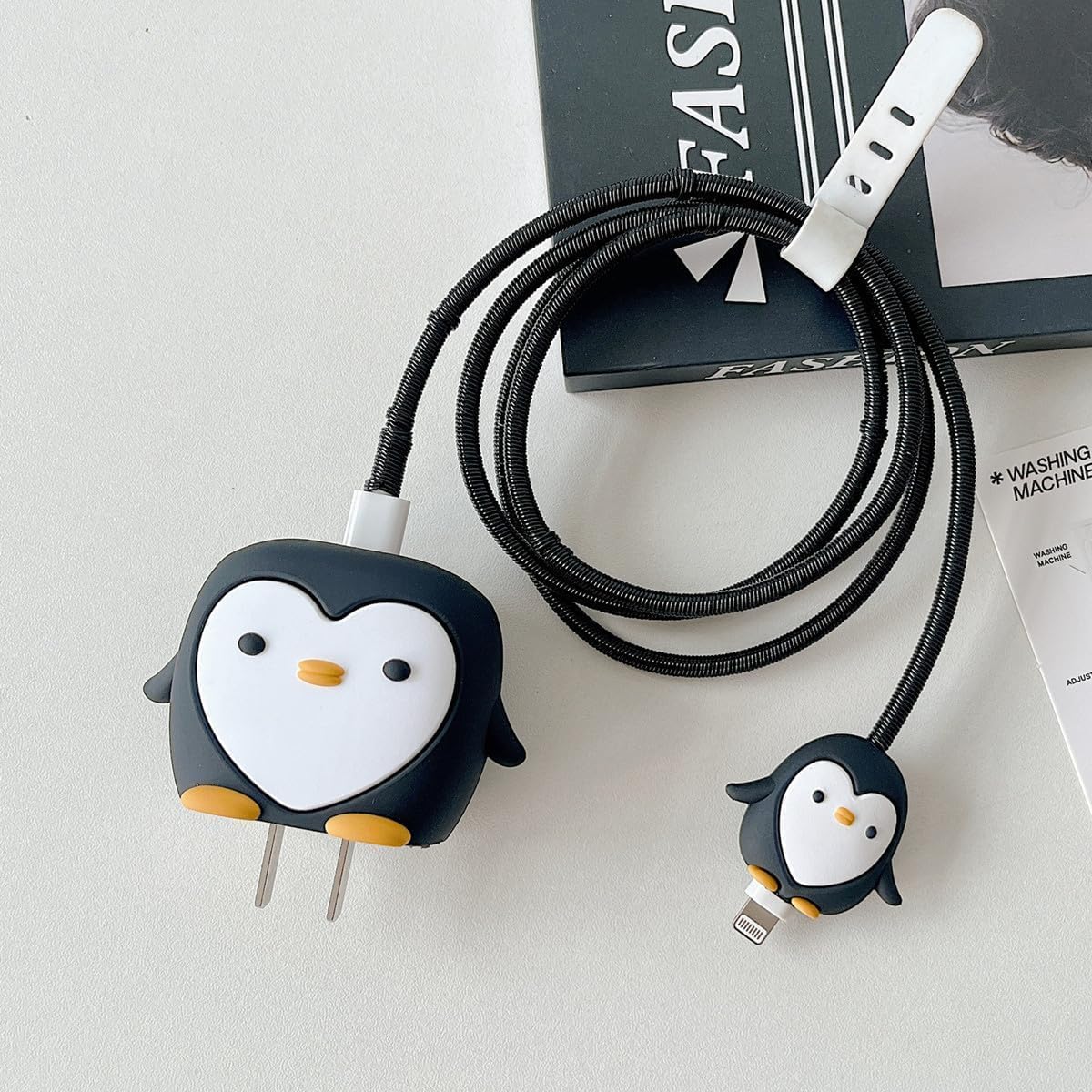 Cute Penguin Charger Cover & Cable Protector Set – Silicone Shockproof Guard (Penguin Edition)