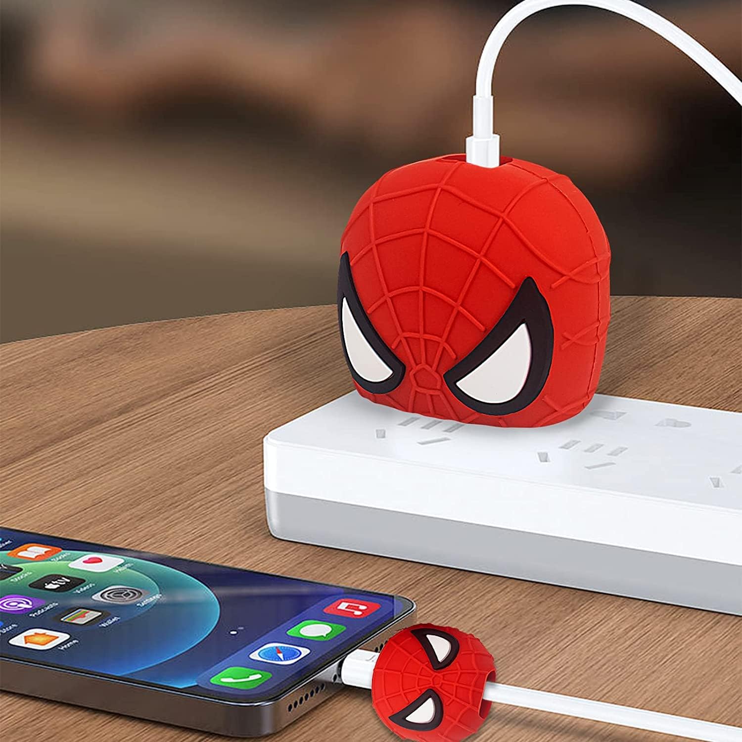 Superhero Theme Charger Cover & Cable Protector Set – Shockproof Silicone Guard for Adapter & Charging Cable.