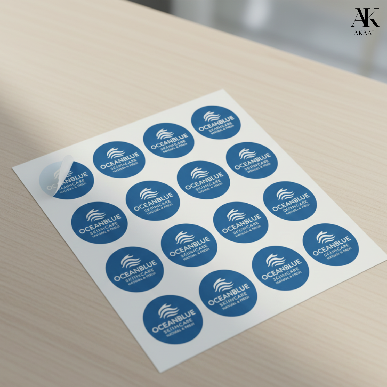 Akaai Custom Designed 4-Inch Round Sticker Sheets – 12 HD Printed Branding Labels on Each Sheet.