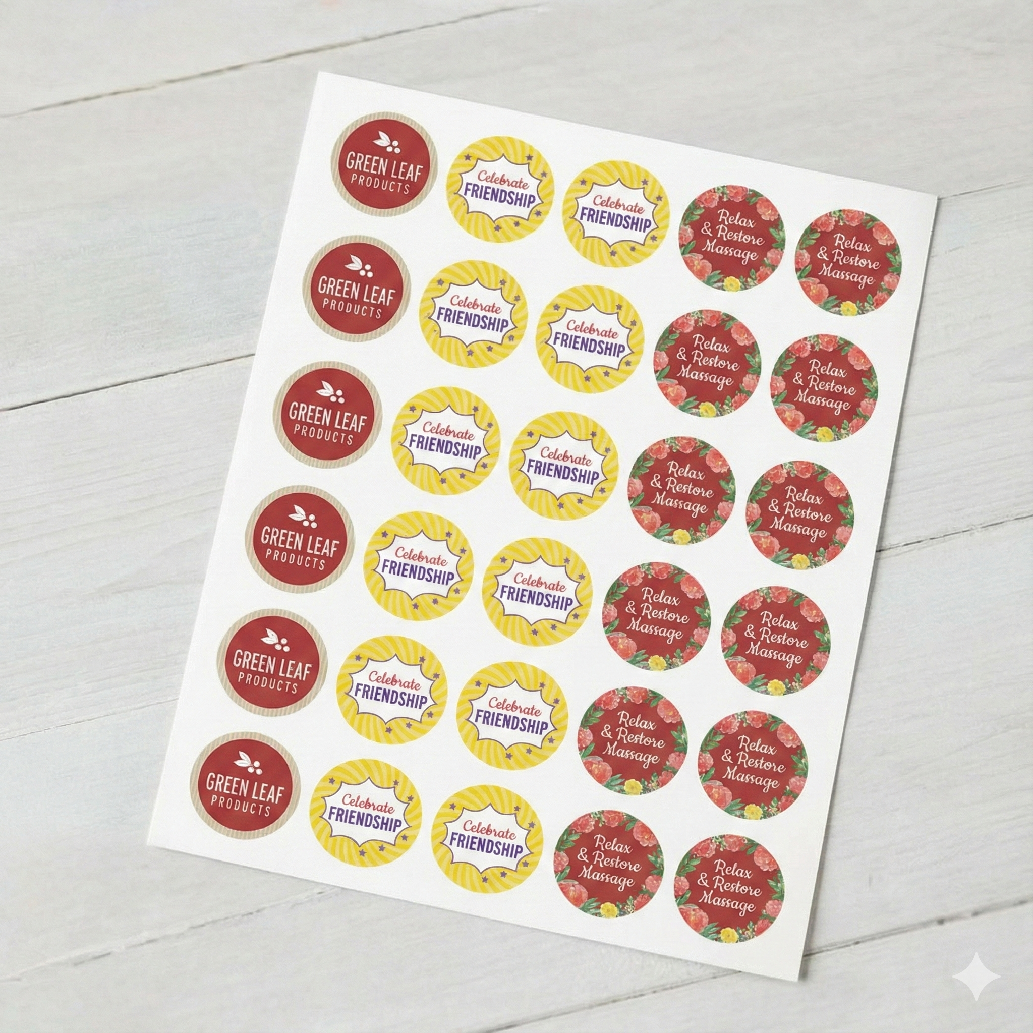 Akaai Custom Designed 3-Inch Round Sticker Sheets – 24 HD Printed Branding Labels on Each Sheet.
